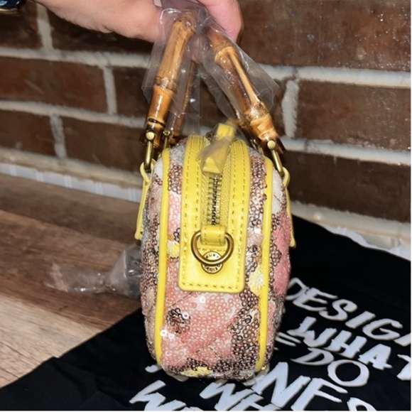 Kurt Geiger Extra Small Kensington Bamboo Handle Sequin Crossbody Bag Purse - Picture 9 of 11